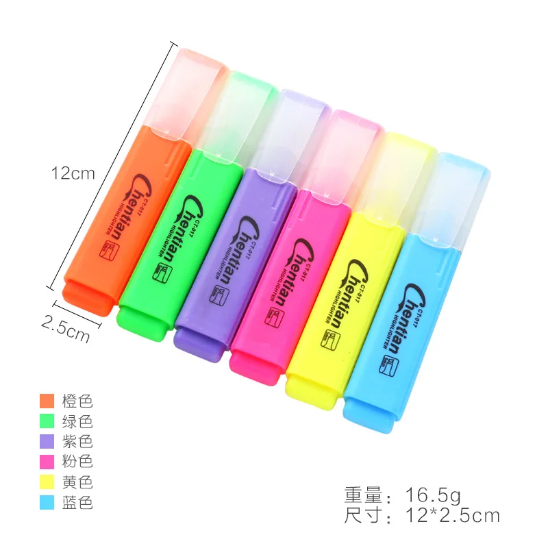 Large storage oblique head highlighter pen student gifts colorful book sentence reading marker pen wholesale
