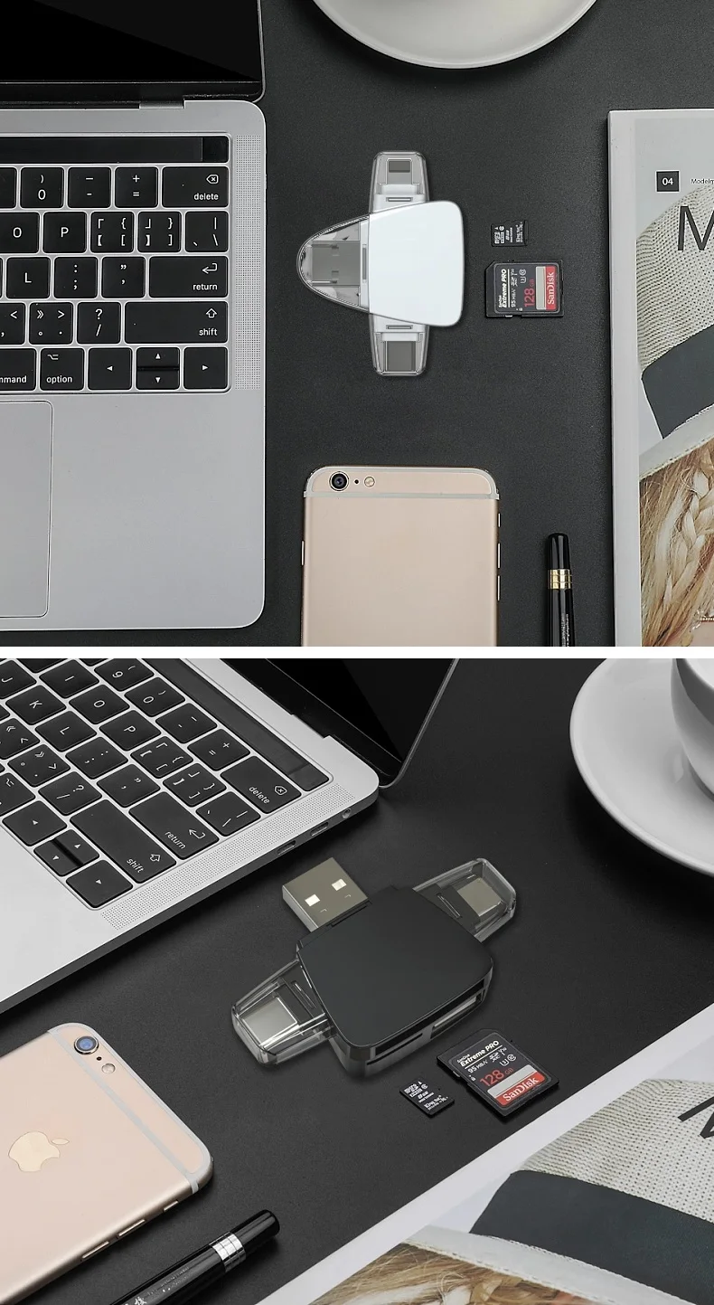 Hot selling USB 2.0 3 in 1 micro usb otg card reader Compatible-SD TF multi card reader writer R18 for mobile phone tablet