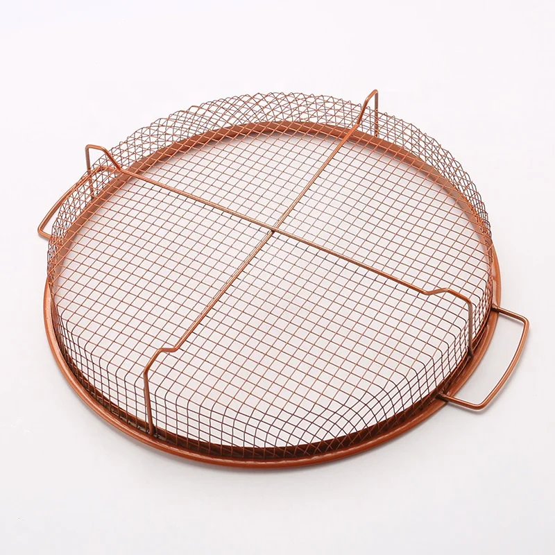 High Quality Copper Crisper Tray Non Stick Cookie Sheet Tray And Air Fry Mesh Basket Set