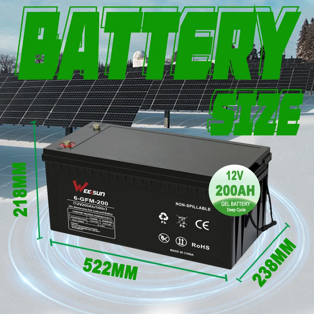 Factory wholesale long life deep cycle 12v 200ah 12v250ah rechargeable solar gel deep cycle vrla lead acid battery
