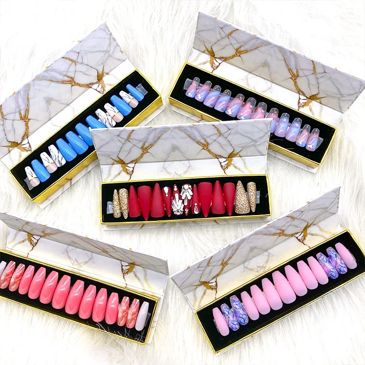Tstory 2021 New Arrival Rhinestone Designs Press On Nail With Bulk Price And Empty Nails Boxes