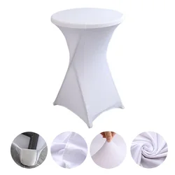 Custom Cheap Stretch Polyester Spandex Black Fitted High Round Bar Cocktail Table Cloths Table Cover For Wedding Event