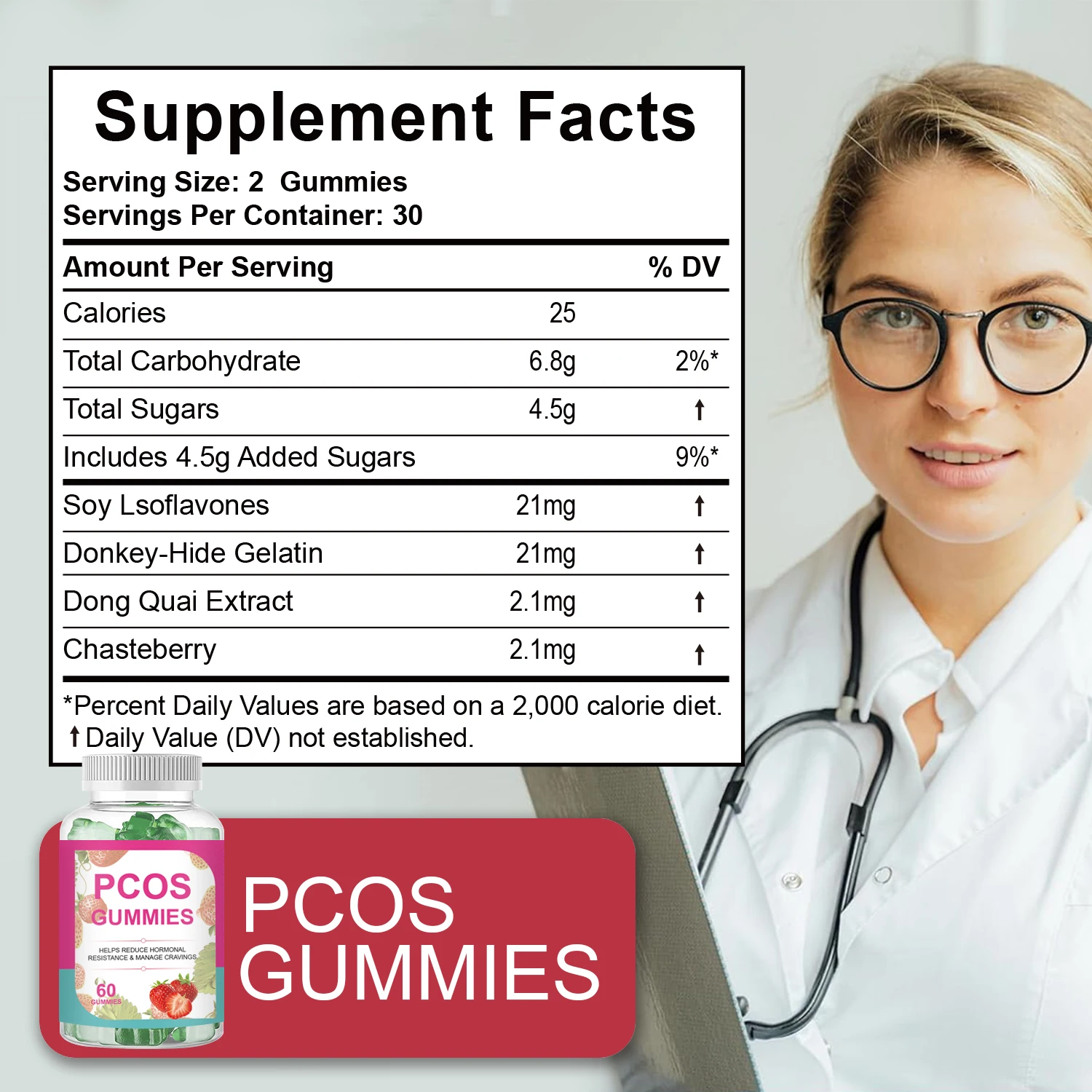 Factory Supply Private Label Natural Healthcare Wellness Support Pcos Gummies Vitamins Supplements For Women