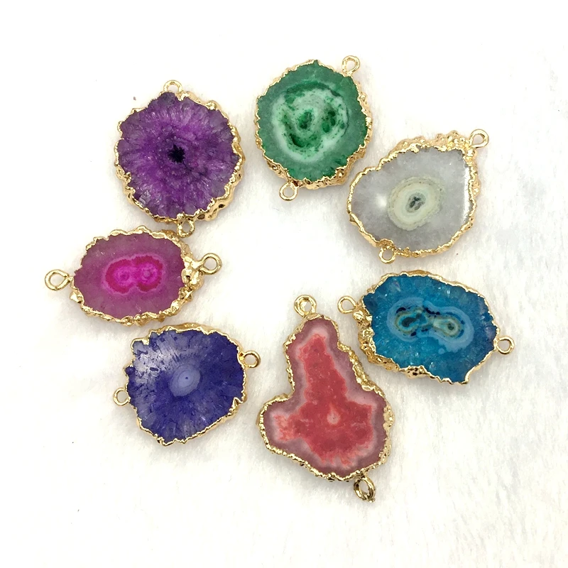 Natual Stone Bead Boho Pendants Druzy Agate Connector Charms Colors for Hand Making DIY Jewelry Making Supplies