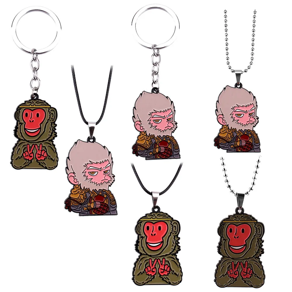 2024 New Game Black Myth Keychain Wukong Cartoon Character Enamel Pendant Key Holder