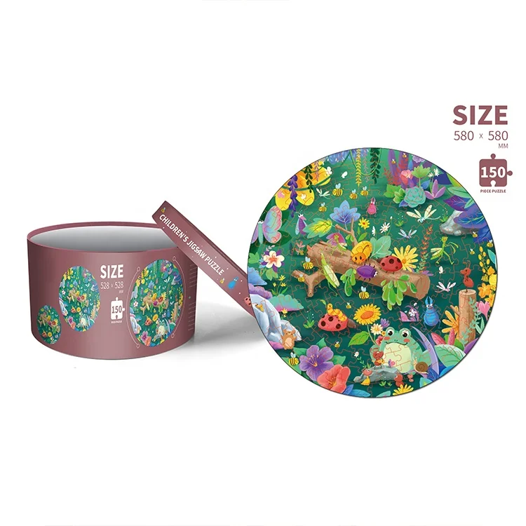 Personalized Custom Blueboard 150 Pieces 58x58cm Cartoon Toy Game Educational Jigsaw Round Puzzle Mat for Adult Kids