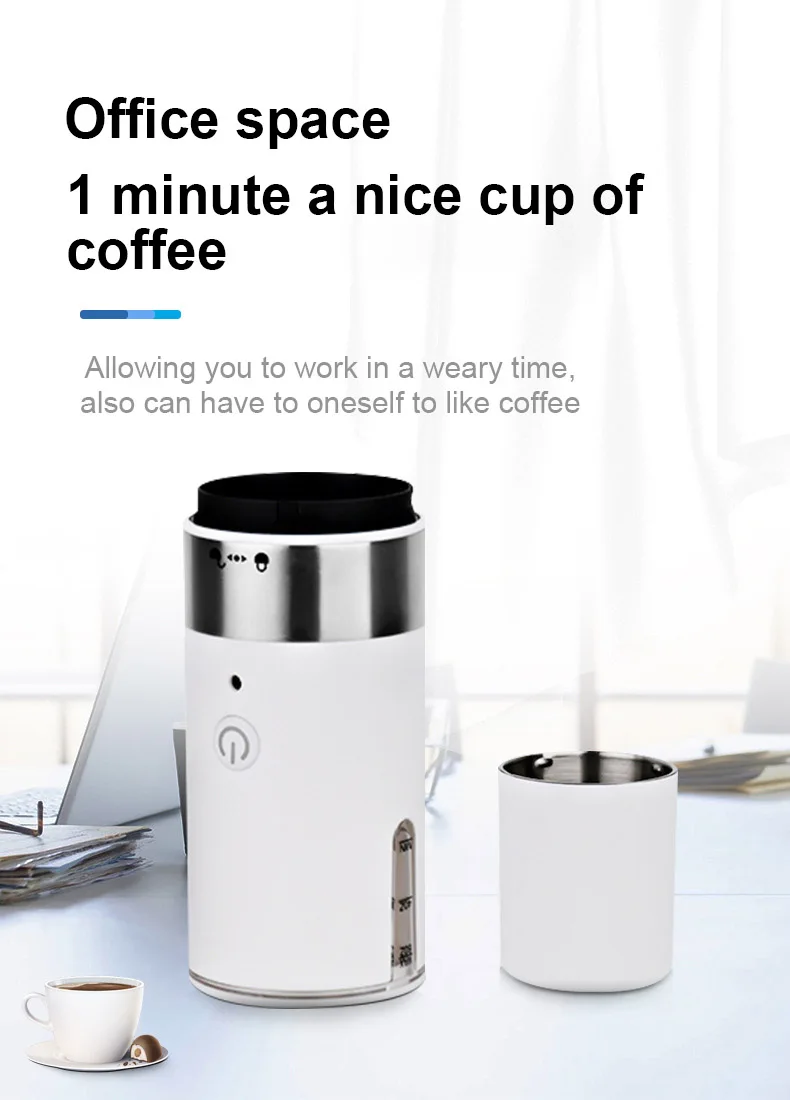 Custom Portable Mini capsule Bean To Cup Coffee Maker Machine Automatic Grinder Electric USB Milk Frother Foam Maker