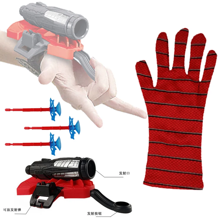 High quality Spider Anime Web Shooter water gun Cosplay Toy Safety Wrist Laucher Fixed sucker bullet Little hero