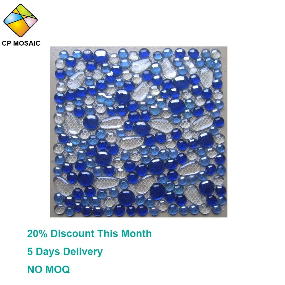 china suppliers whosale irregular shape pebble crystal glass mosaic tile for bathroom