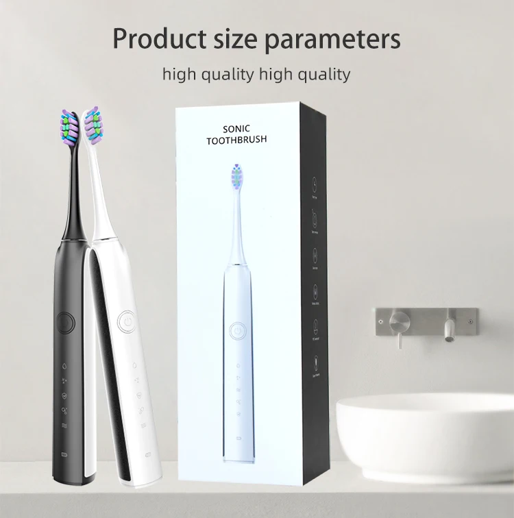 Автоматическая отбеливающая перезаряжаемая звуковая электрическая зубная щетка OEM для взрослых, электрическая зубная щетка