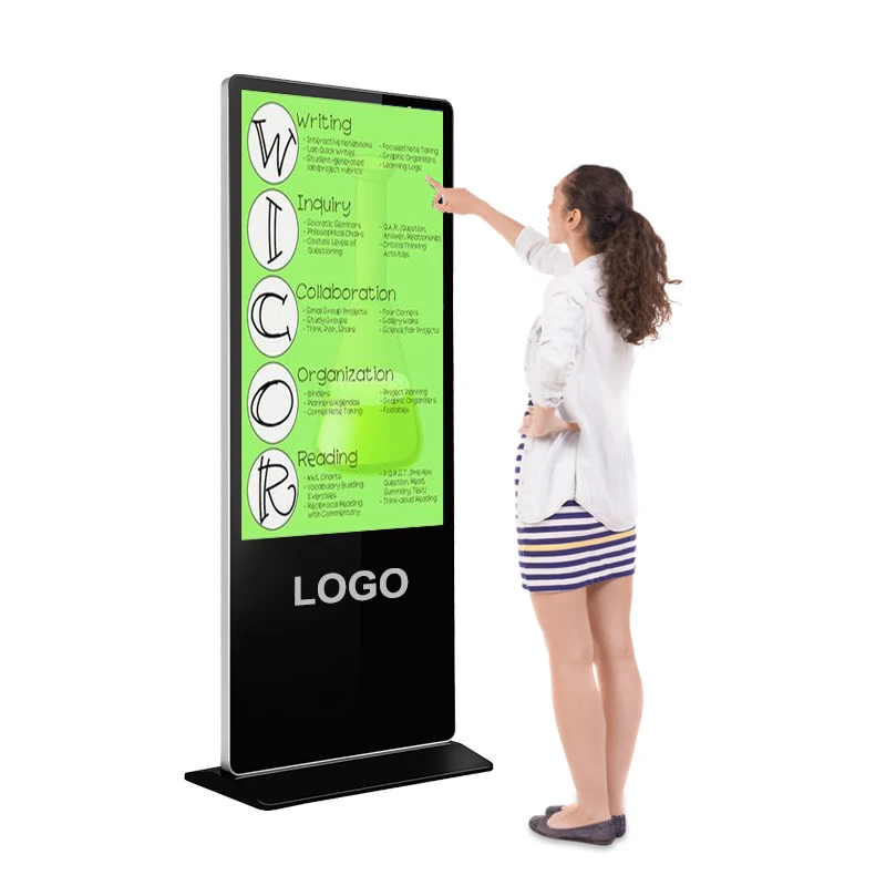 55-дюймовый Крытый ЖК-дисплей Ad Player напольная подставка тотемный сенсорный экран рекламный дисплей OEM цифровой плакат для торговых центров