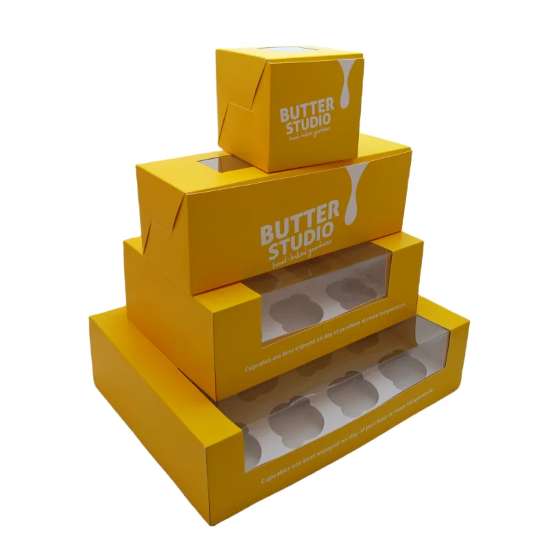 Custom Packaging 8 holes cupcake box cupcake paper box with window for cake packaging