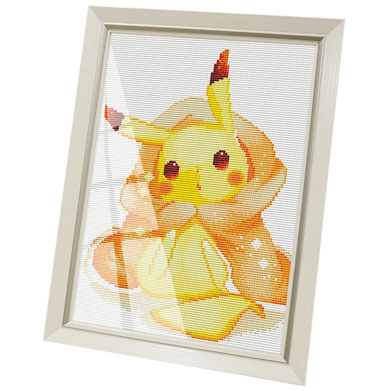 
Needle and thread printed cross stitch, framed A4 photo frame Cute pikachu for kids diy cross stitch kit 
