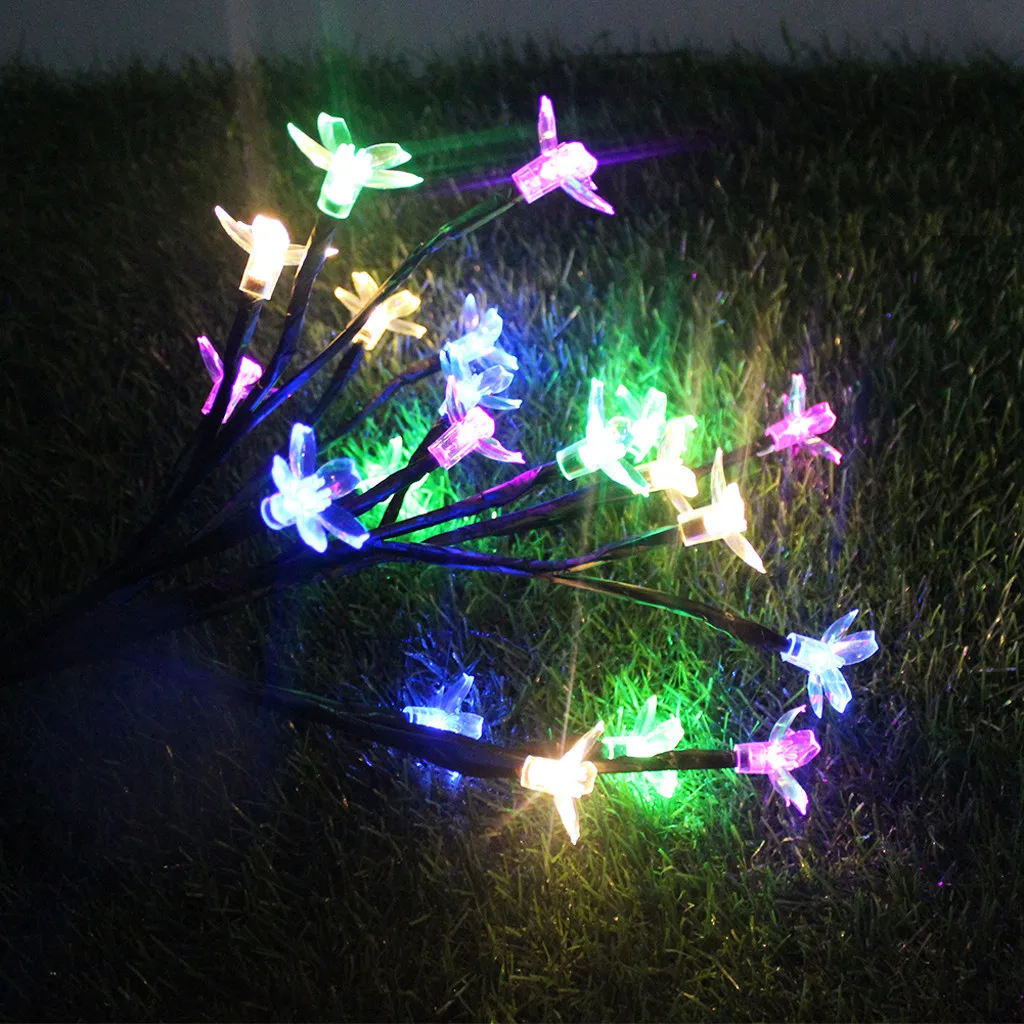 LED Light Outdoor Garden Yard Lawn Landscape Lamp Festival Garden Lawn Light Beautiful Multi-color Solar Power Sakura Flower CE