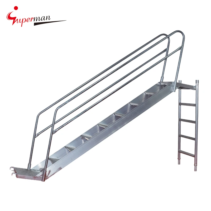 Aluminium Ladders platform Folding Stairs With Handrail petrochemical industry platform step