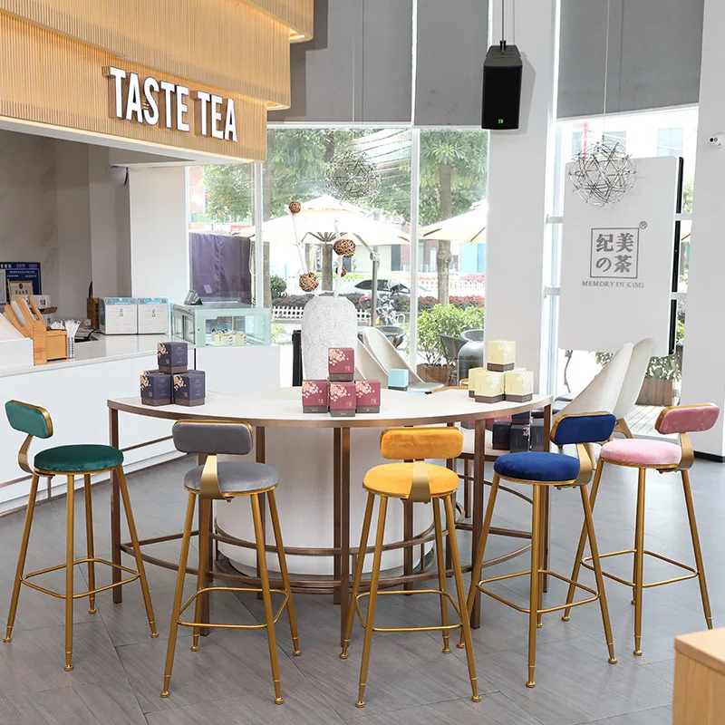 Bar Stools Modern Restaurant Nordic Kitchen Cheap Gold Luxury Furniture High Chair Counter Metal Velvet With