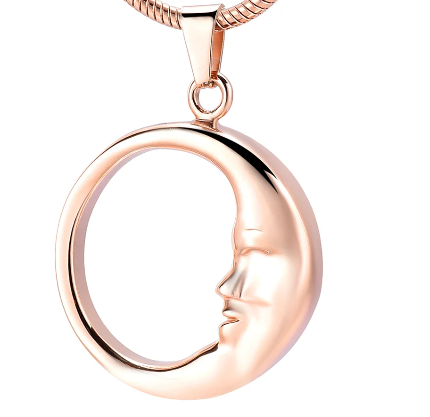 Urns For Ashes Crescent Moon Cremation Ashes Pendant Stainless Steel Memorial Urn Pendant Necklace For Unisex Cremation Jewelry