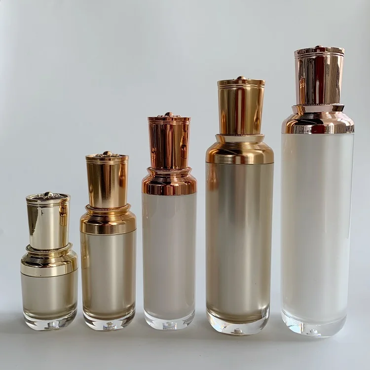 Luxury orchid flower cosmetics packaging container plastic acrylic empty face serum cream jar oval shape full lotion bottles set