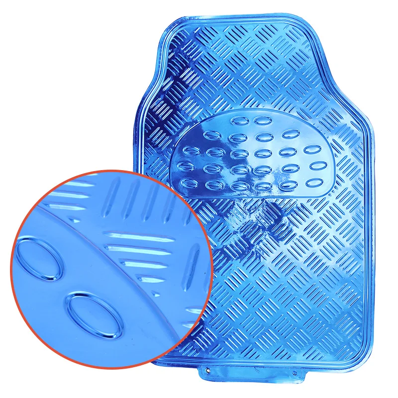 Auto durable car winter products aluminum car floor mats 4 piece set metal anti slip waterproof PVC car mats
