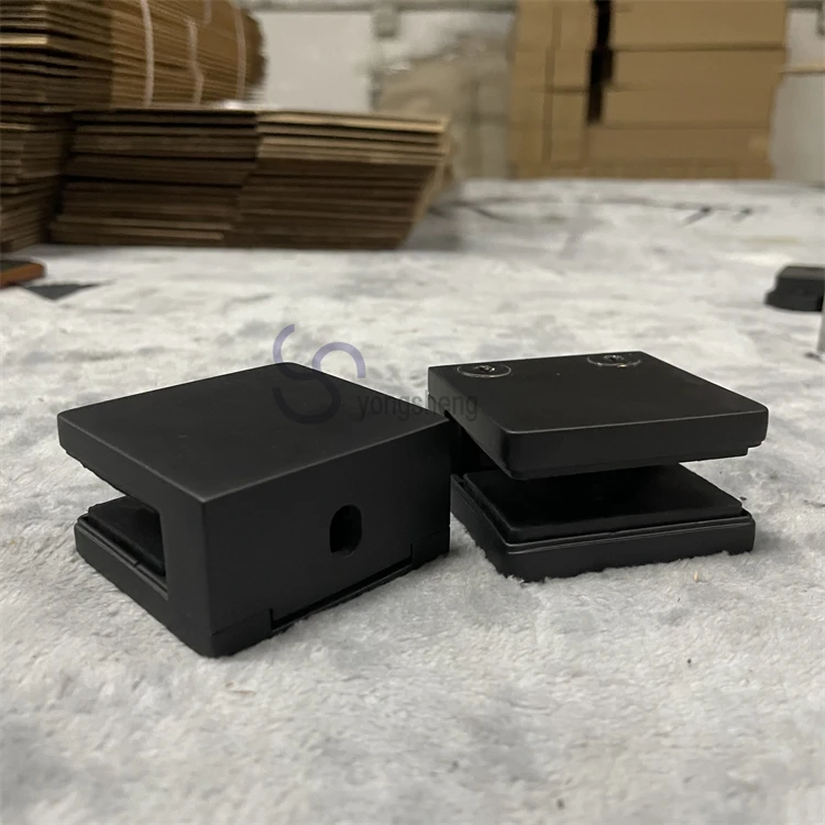 Stainless steel railing hardware fitting square black glass clamp