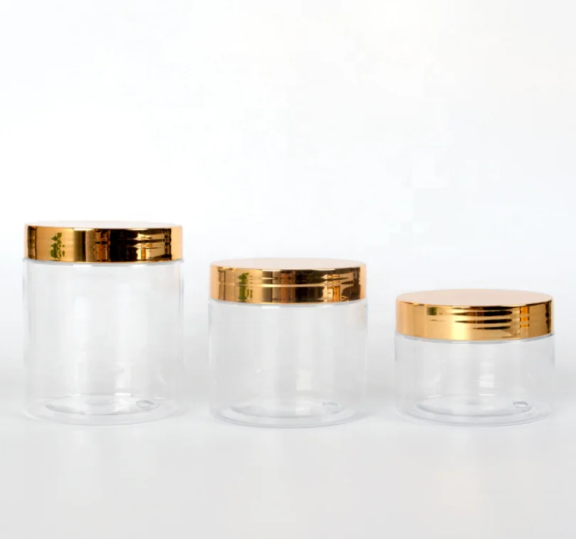 1oz 2oz 4oz 8oz 16oz Cosmetic Empty Cream Packaging Body Lip Scrub Frosted Cosmetics Jar  With Shiny Gold Cap