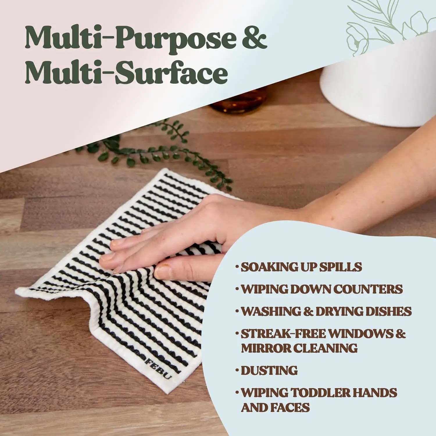 OEM Dishcloths 5 Pack Watercolor Dish Towels Reusable Paper Towels Washable No Odor, Biodegradable,Dishcloths for kitchen