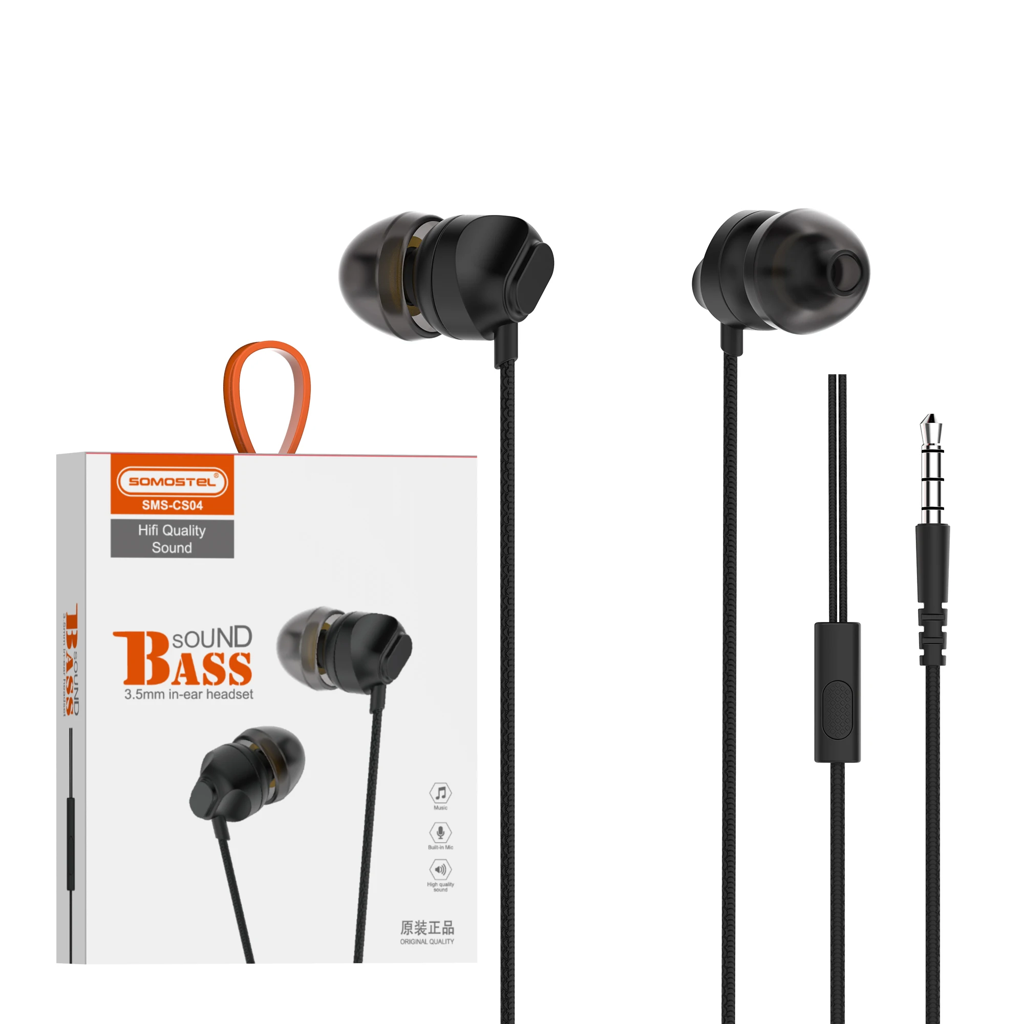 Somostel Top selling products SMS-CS04 wholesale Earphone Headphones Wired Audifonos 3.5mm Bass Sound For Mobilephone 3.5mm jack