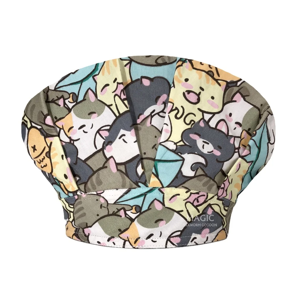 Printed Adjustable Button Work Hat Beauty Nurse Doctor Uniform Accessories Working Caps New cartoon Dentist  medical uniform