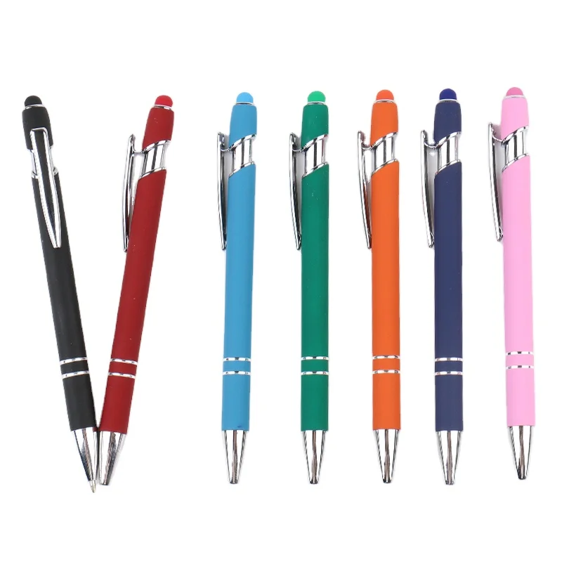 2023 Hot Sale Plastic Stylus Way DIY Metal clip soft handle barrel 1mm refill Advertising Gift promotional Ballpoint pen