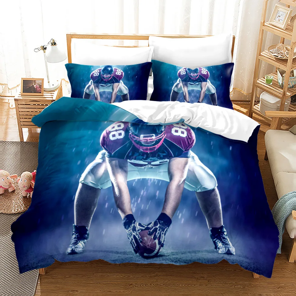 Football Bedding Comforter Cover Sets for Boys Sports Duvet Cover Set US Football Printed Bed Set Kids Vintage Grunge Bedspread