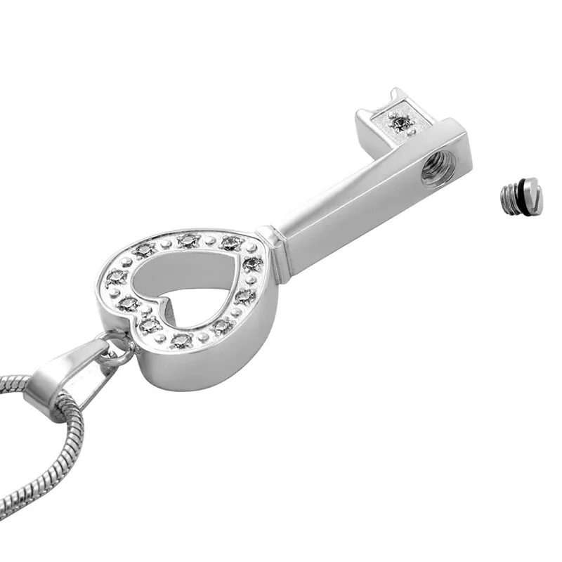 Titanium Steel LOVE Key Pendant Perfume Bottle Urn Necklace for Men Women Stainless Steel Jewelry for Ashes Memorialization