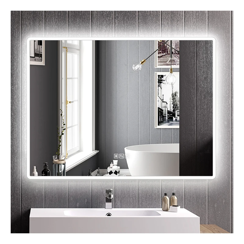 Professional Design Hotel Smart Frameless Touch Screen Dimming Light Modern Bathroom Led Backlight Mirror