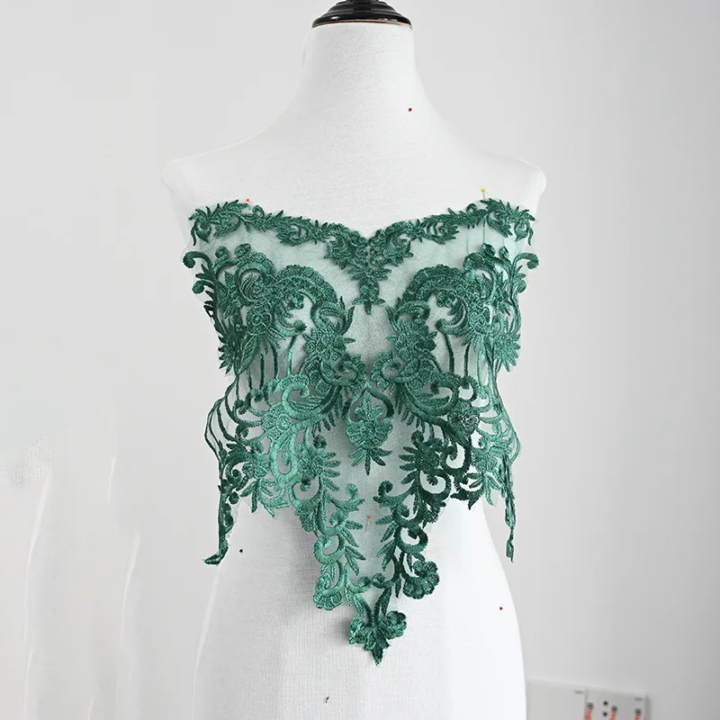 Bodice Lace Appliques Flower Embroidery Patches with Sequins Sewing on Bridal Dress Craft Projects