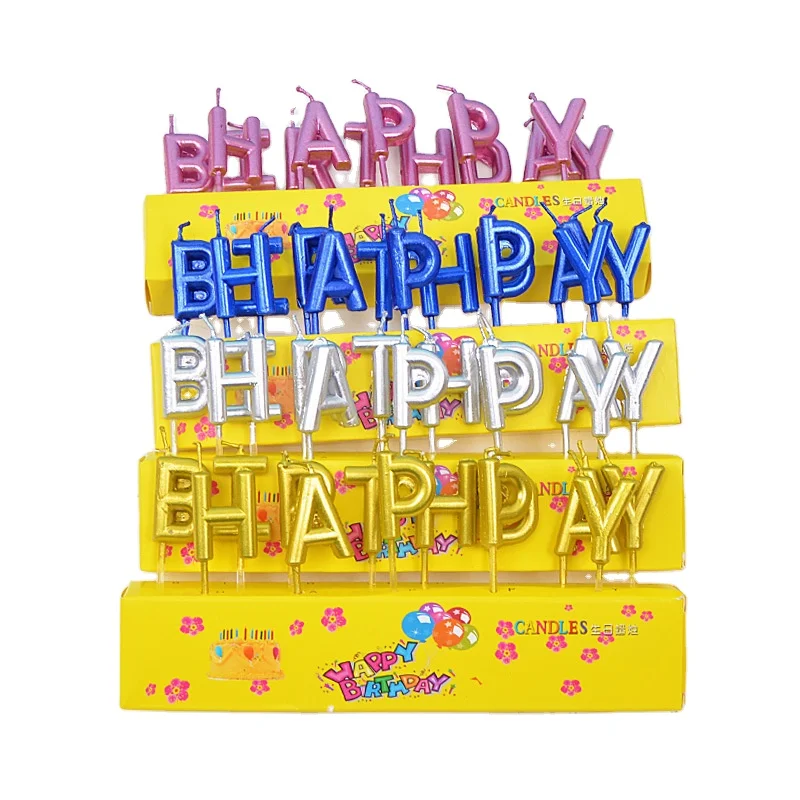 
Wholesale High Quality Paraffin Wax Happy Birthday Alphabet Party Candle Custom Happy Birthday Letter Cake Candles 