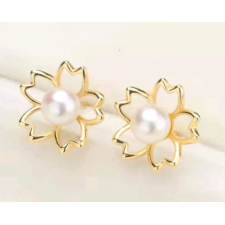 Imitation pearl earrings female hollow flower simple design high-end fashion temperament female ear jewelry