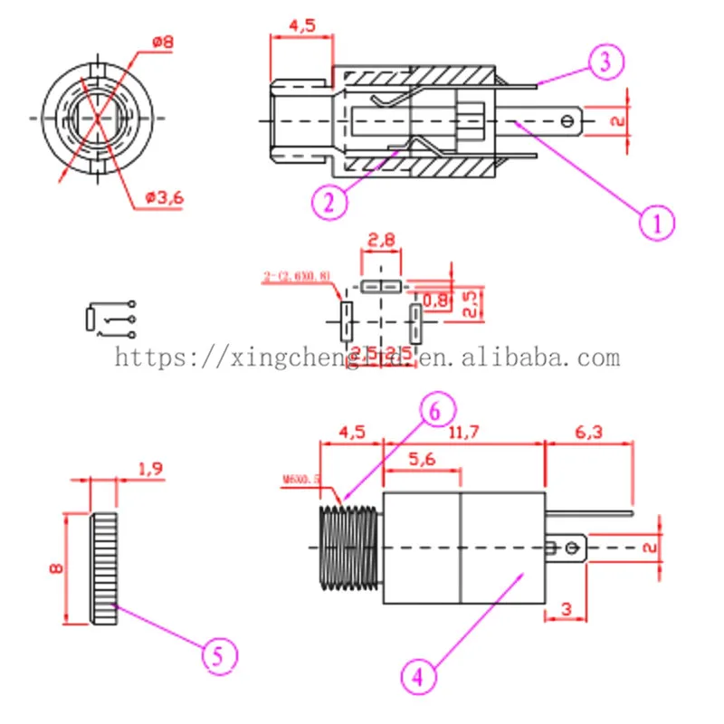 Audio Headphone Connector PJ-392 Cylindrical Socket Stereo Female PJ392 3.5MM Sockect Jack with Screw 3.5 Adapter Audio & Video