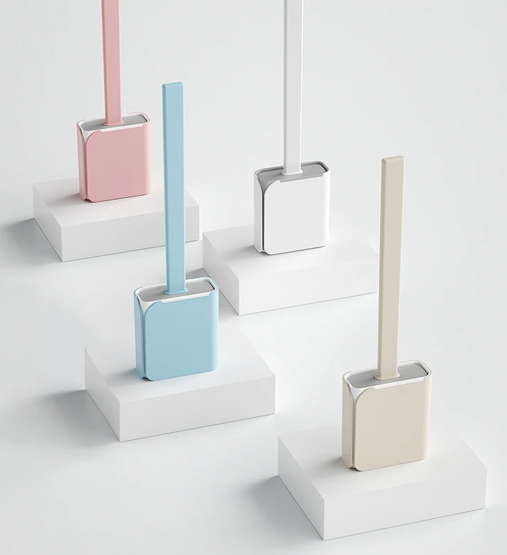 Cozihome TPR Toilet set Brush Head Soft Rubber Wall Hanging Long Handle Toilet Cleaning Brush