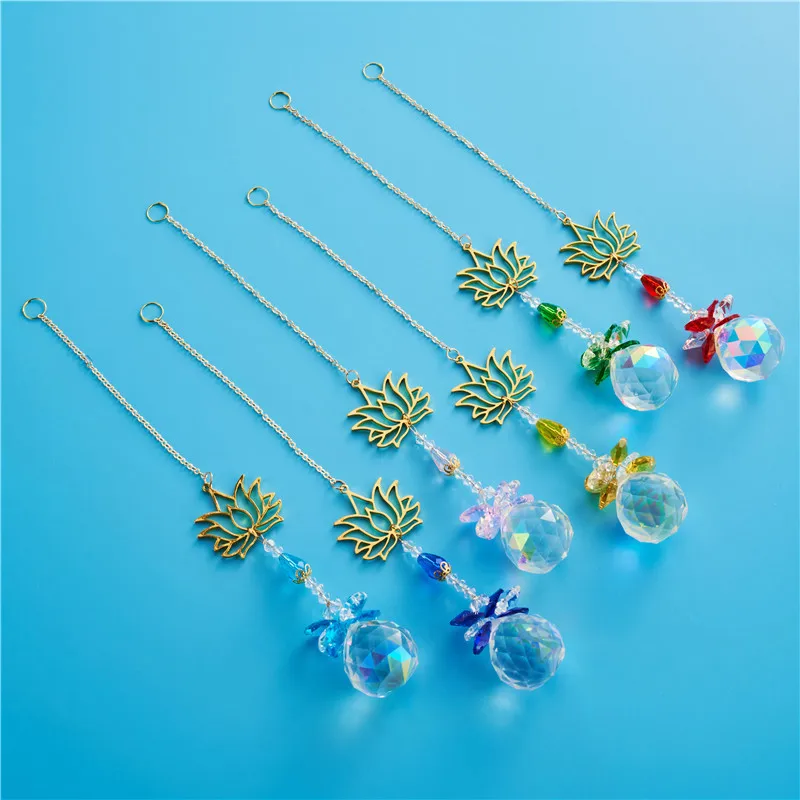 custom DIY home window decoration hanging pendant stained glass crystal ball sun catcher wholesale