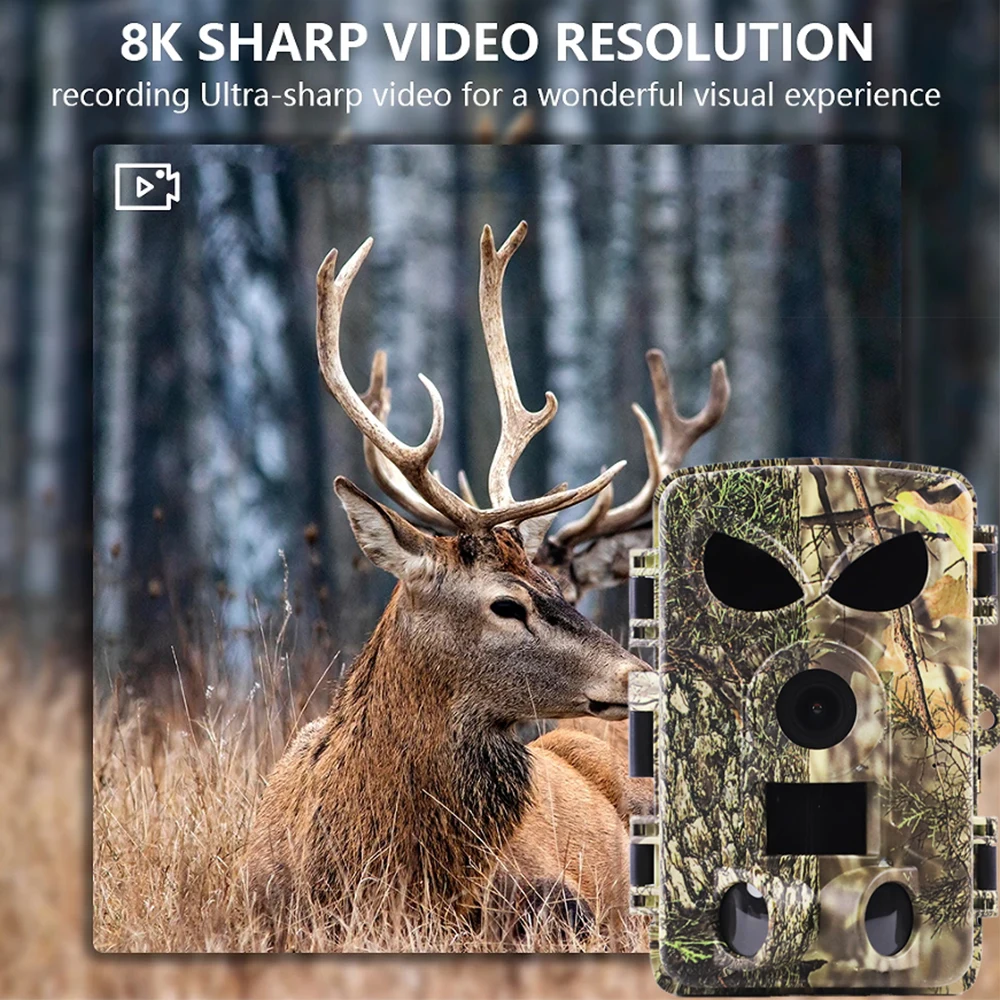 No Glow Wildlife Trail Camera Waterproof 8K Camo Imaging Wifi Hunting-Camera Wild Camera With Night Vision