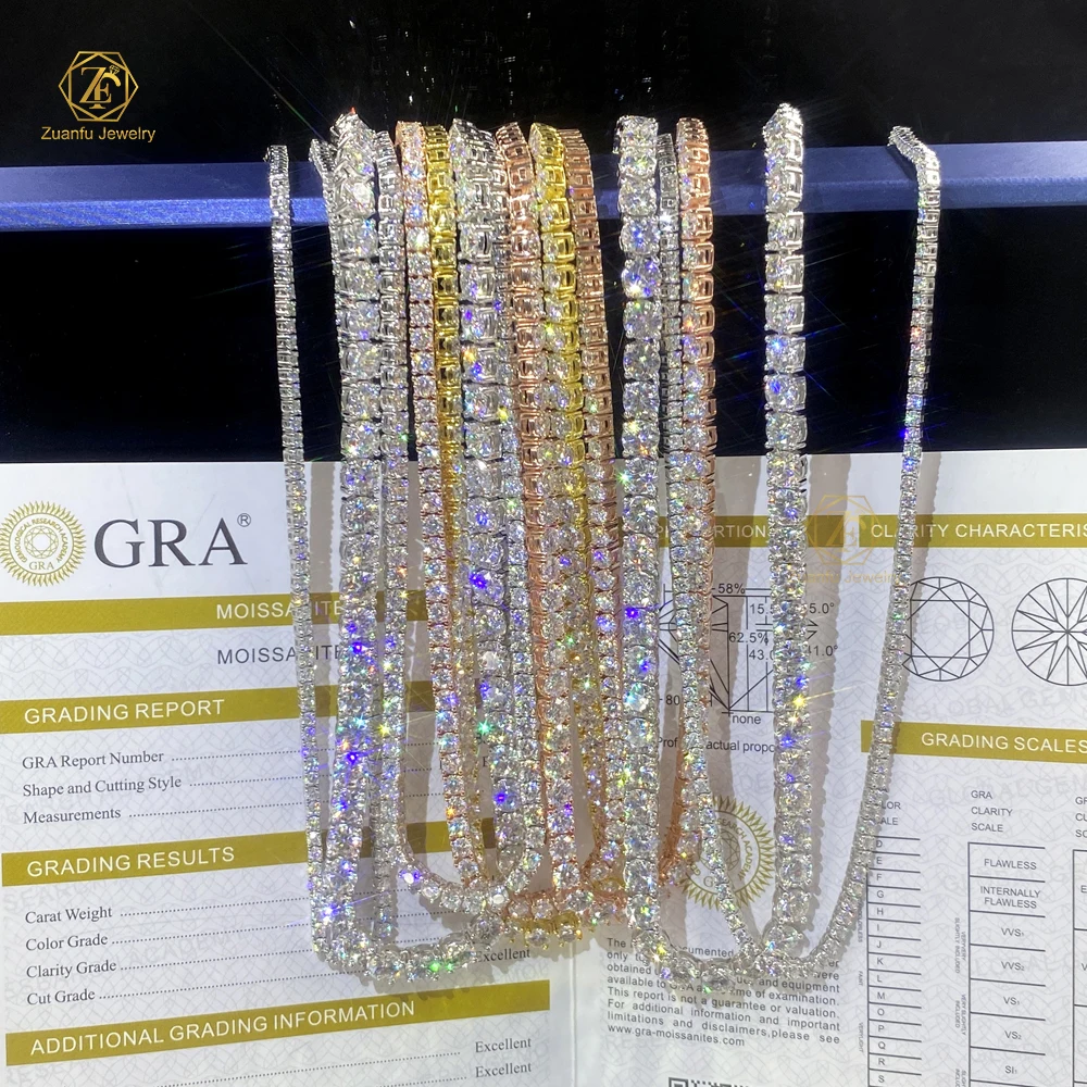 Hip Hop Jewelry Pass Diamond Tester 2mm 3mm 4mm 5mm 6.5mm 925 Silver Iced Out VVS Moissanite Diamond Tennis Chain Bracelet