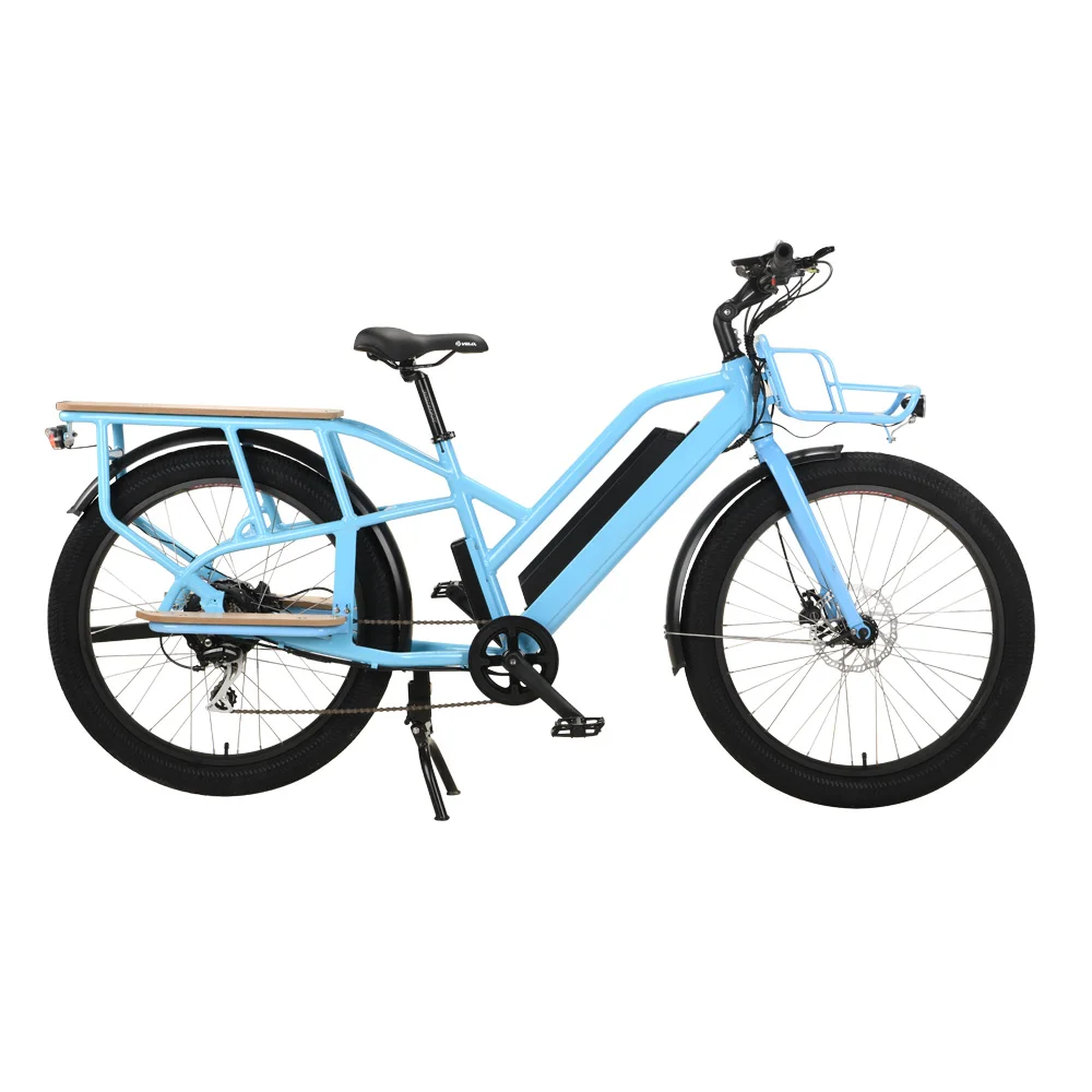 Removbale 48v 17.5ah li-ion battery 500w family cargo belt drive electric bicycle