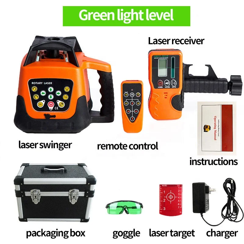 500M Green Long Distance Laser Land Leveller Agriculture Automatic 360 Rotary Outdoor Self-leveling Rotating Laser Level Swinger