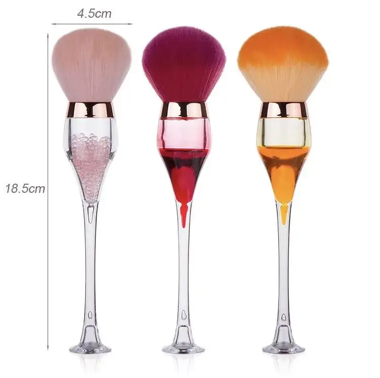dense acrylic handle clear themed frosted moon magic bling makeup brushes wine Powder single brush with comb kits for makeup