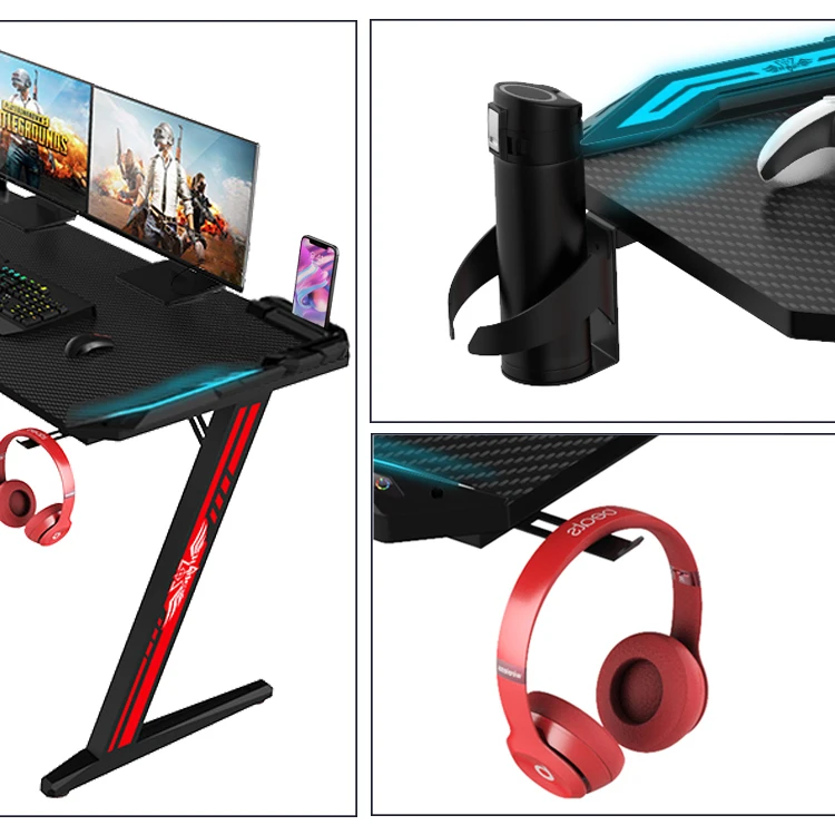 Оптовая продажа с фабрики компьютерный игровой стол со светодиодной подсветкой Rgb