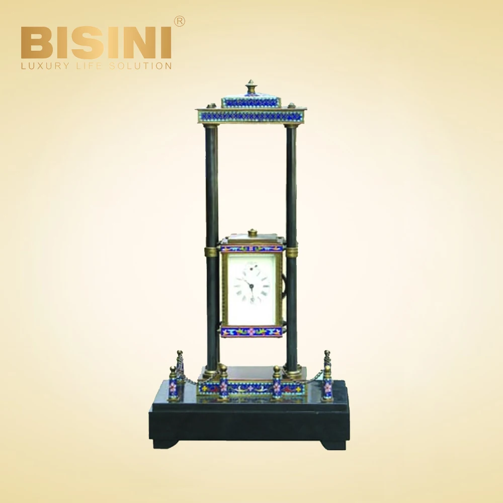 Retro Enamel Dynamic Vintage Pure copper mechanical clock Creative rise and fall clock display cabinet ornaments clock