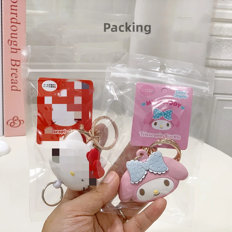 DHF854 Wholesale Lovely cartoon sanrioed key chain silicone three-dimensional Kuromi retractable key ring stretchable key chain