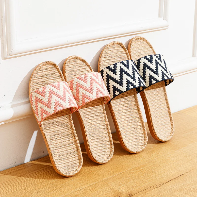 Wholesale slippers summer cotton linen home non-slip summer sandals and slippers for women and men linen slippers zapatillas