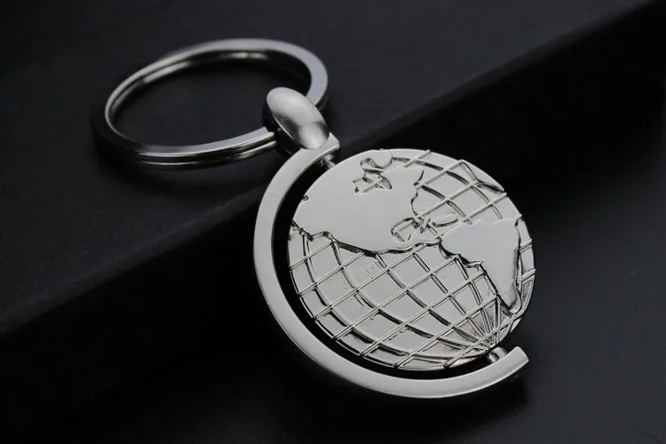 High Quality 3D Whirling Globe 3D Keychain Premium Alloy Souvenir for Promotions and Carabiners