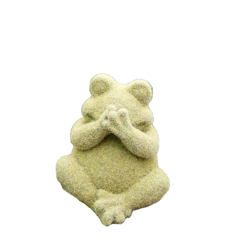 Green flocking frog living room courtyard garden courtyard balcony window household animal ornaments