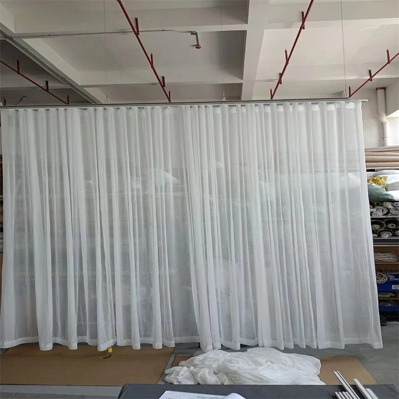 Remote Control Electric Ripple fold Sheer Drapery Motorized Window Curtain